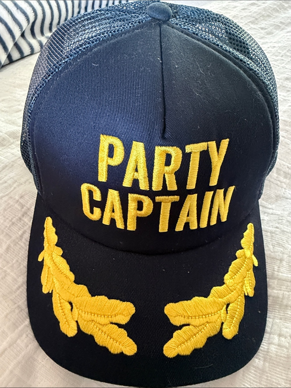 Party Captain Embroidered Navy Party Hat